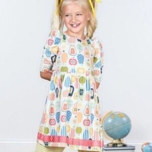 Matilda Jane Girls Class President - Back to Class Dress Size 6 Apples Pears
